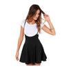 Women Fashion Black With Shoulder Straps Women Pleated Dress