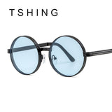 TSHING Vintage Gothic Steampunk Round Sunglasses Men Women Vintage Circle Wrap Clear Lens Sun Glasses For Male Female Eyeglasses