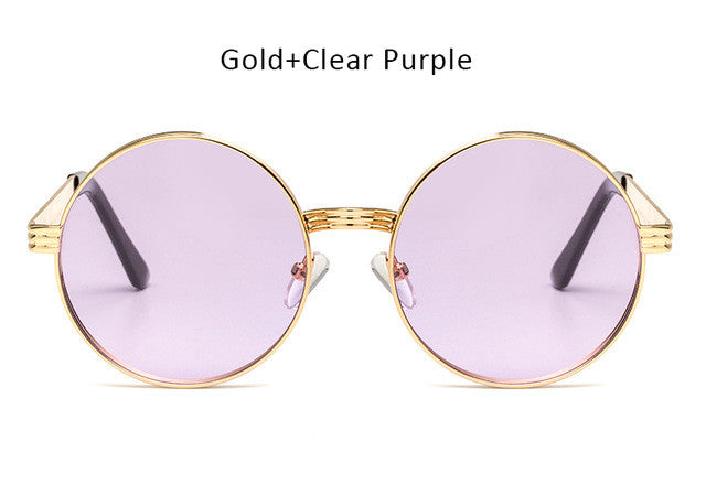 TSHING Vintage Gothic Steampunk Round Sunglasses Men Women Vintage Circle Wrap Clear Lens Sun Glasses For Male Female Eyeglasses