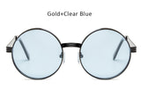 TSHING Vintage Gothic Steampunk Round Sunglasses Men Women Vintage Circle Wrap Clear Lens Sun Glasses For Male Female Eyeglasses