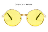 TSHING Vintage Gothic Steampunk Round Sunglasses Men Women Vintage Circle Wrap Clear Lens Sun Glasses For Male Female Eyeglasses