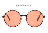 TSHING Vintage Gothic Steampunk Round Sunglasses Men Women Vintage Circle Wrap Clear Lens Sun Glasses For Male Female Eyeglasses
