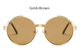 TSHING Vintage Gothic Steampunk Round Sunglasses Men Women Vintage Circle Wrap Clear Lens Sun Glasses For Male Female Eyeglasses