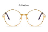 TSHING Vintage Gothic Steampunk Round Sunglasses Men Women Vintage Circle Wrap Clear Lens Sun Glasses For Male Female Eyeglasses