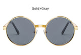 TSHING Vintage Gothic Steampunk Round Sunglasses Men Women Vintage Circle Wrap Clear Lens Sun Glasses For Male Female Eyeglasses
