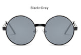 TSHING Vintage Gothic Steampunk Round Sunglasses Men Women Vintage Circle Wrap Clear Lens Sun Glasses For Male Female Eyeglasses