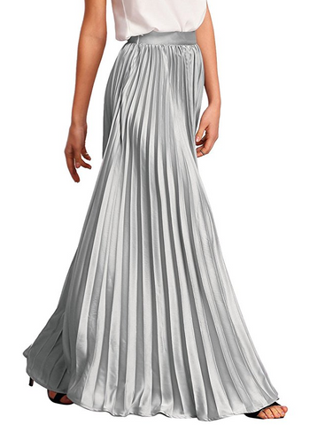 Women's Retro Vintage Summer Chiffon Pleat Maxi Long Skirt Dress