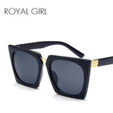 ROYAL GIRL Women square Sunglasses Vintage Acetate Black Sun glasses