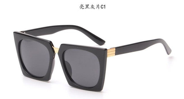 ROYAL GIRL Women square Sunglasses Vintage Acetate Black Sun glasses
