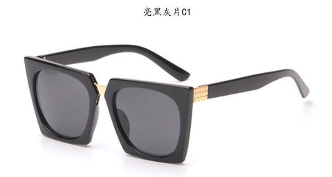 ROYAL GIRL Women square Sunglasses Vintage Acetate Black Sun glasses