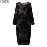 Womens Vintage Floral Print Cotton Long Sleeve