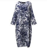 Womens Vintage Floral Print Cotton Long Sleeve