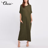 Oversized Dress 2017 Summer Women Vintage Casual Loose Half Sleeve